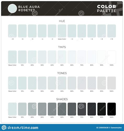 Blue Aura Color Palette Ready For Textile Hue Tints Tones And