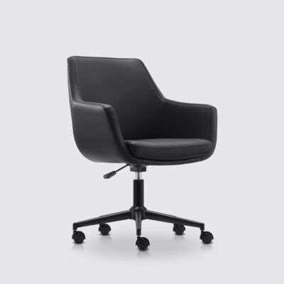 Chaise De Bureau Scandinave Emma En Cuir Noir Stefano Design