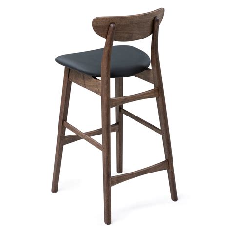 Solid Walnut Bar Stool With Italian Leather Seat S10home