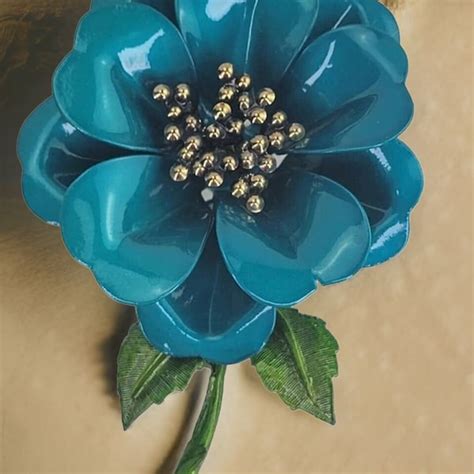 Enameled Flower Brooches Etsy