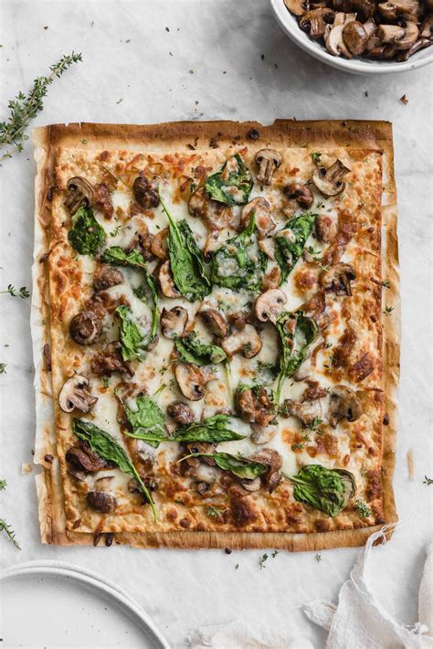 Caramelized Onion Mushroom Spinach Pizza Broma Bakery