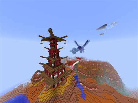 Huge Creatures Taking Over Chinese Tower Minecraft Map