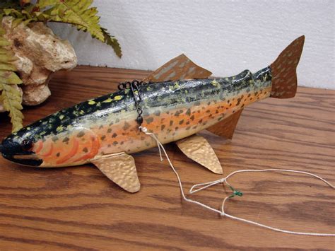 Vintage Antique Wood Fish Spearing Decoy John Kalash Trout Moose R Us