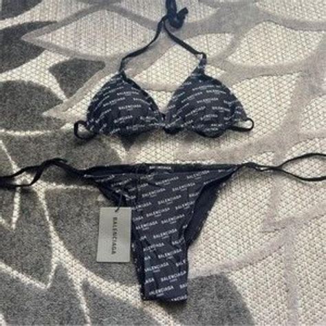 Balenciaga Logo Printed Stretch Tech Bikini Item Depop