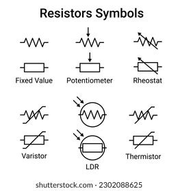 Resistors Symbols Potentiometer Rheostat Varistor Ldr Stock Vector ...