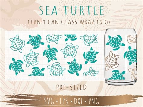 Sea Turtle Libbey Can Glass Wrap Svg Diy For Libbey Can Etsy