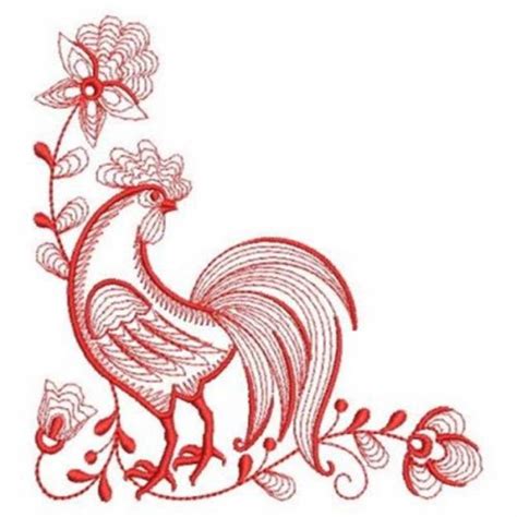 Rooster Redwork Machine Embroidery Design Embroidery Library At