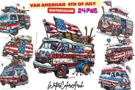 Van American Sublimation Clipart Graphic By Watercolorarch · Creative