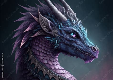 Purple fantasy dragon created with Generative AI Stock Illustration ...