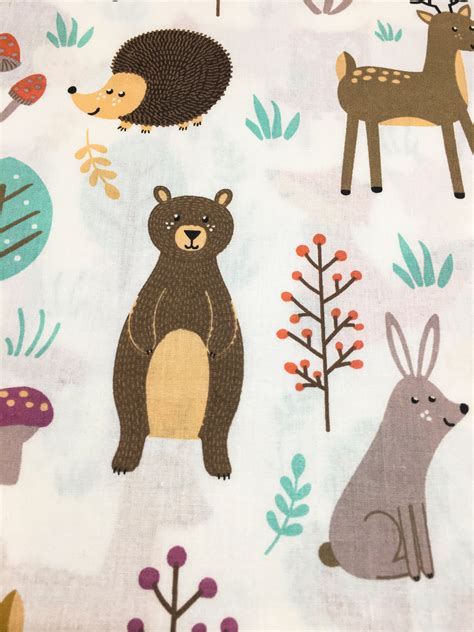 Forest Fabric Animals Fabric Premium Quality 100 Cotton Etsy