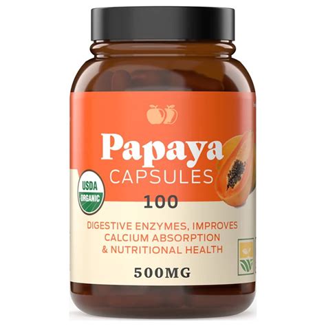 Papaya Enzymes And Organic Papain Enzyme Capsules 500mg 100 Pills