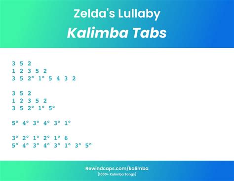 Zelda S Lullaby Kalimba Tabs Chords Kalimba Tabs