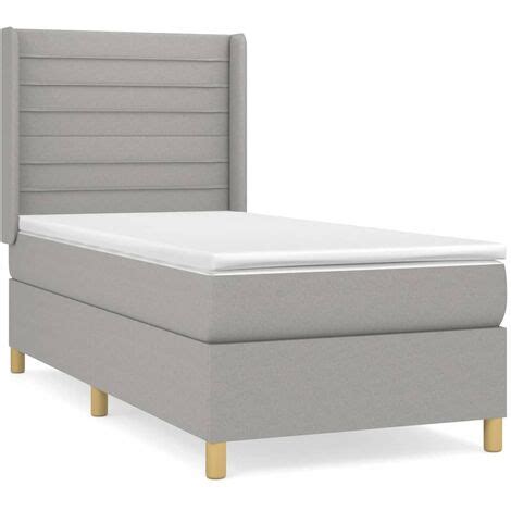 Lit Sommier Tapissier Et Matelas Gris Clair X Cm Tissu