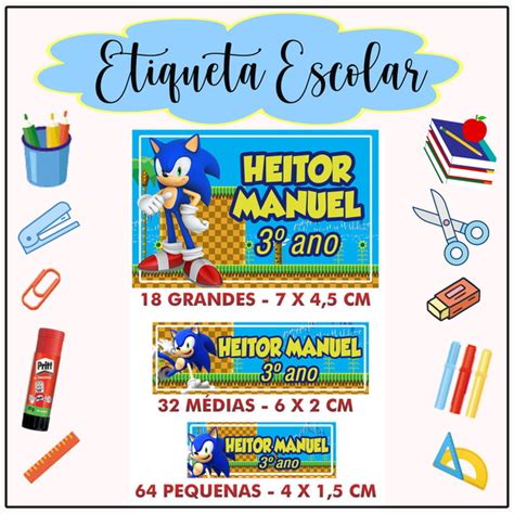 Etiqueta Escolar Personalizada Sonic Elo7 Produtos Especiais