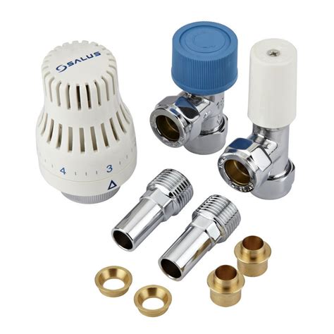 Angled Straight Designer Radiator Towel Rail Valves Thermostatic 15mm