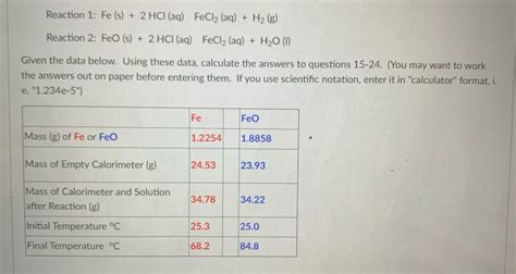 Answered What Is The Heat Of Formation Of Feo Bartleby