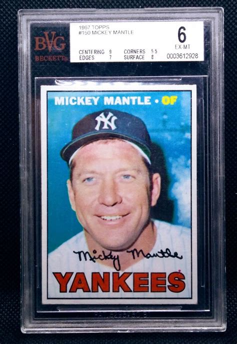 1967 Topps Mickey Mantle New York Yankees Bvg 6 Ex Mt Near Etsy