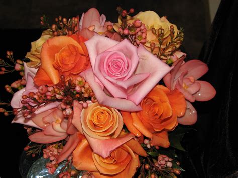 Pink and Orange Bouquet Orange Bouquets, Wedding Bouquets, Pink And Orange, Floral Wreath ...