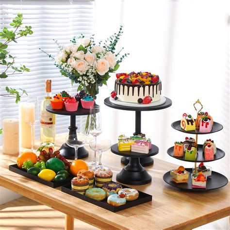 Tioncy 7 Pcs Cake Stand Set Metal Cupcake Holder Dessert Table Display