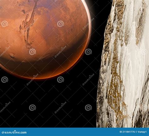 Vista De Marte Visto Desde Los Fobos Deimos Las Dos Lunas De Marte