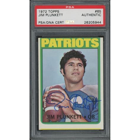 Jim Plunkett Signed Patriots 1972 Topps 65 Rookie Card PSA