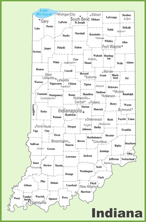 Indiana Map With Counties - Carolina Map