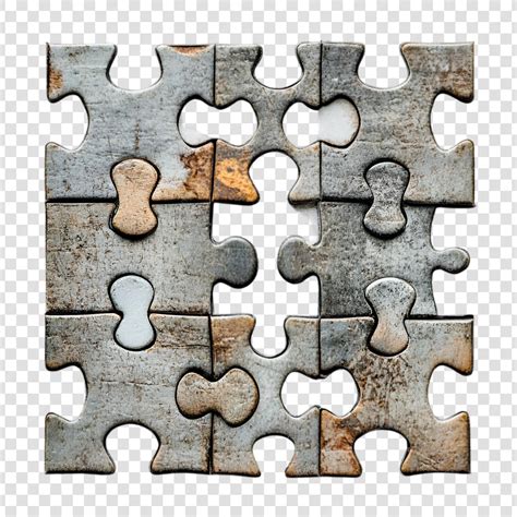 Free PSD | Rusty Puzzle Pieces Missing Center Section Problem Solving
