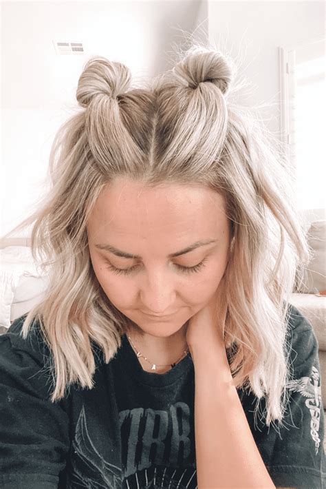 One Bobby Pin Space Buns Easy Half Up Half Down Hairstyle Artofit