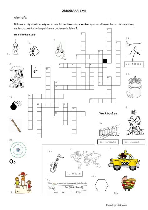 Crucigrama X Sopa De Letras K Worksheet Verbos Y Adjetivos Sujeto Y