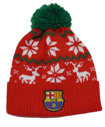 Fc Barcelona Beanie Hat Reversible Pom Official Winter Skull Cap