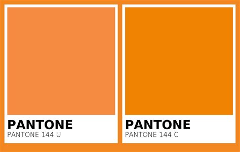 Color PANTONE 144 U Vs PANTONE 144 C Side By Side