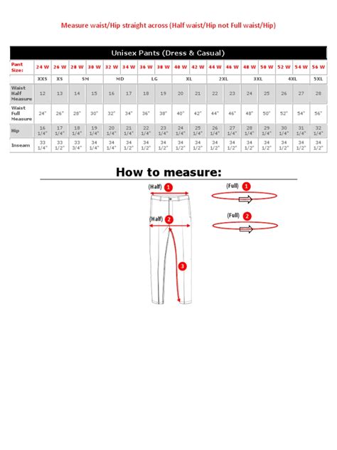 Sizing Chart (Unisex Pants) | PDF