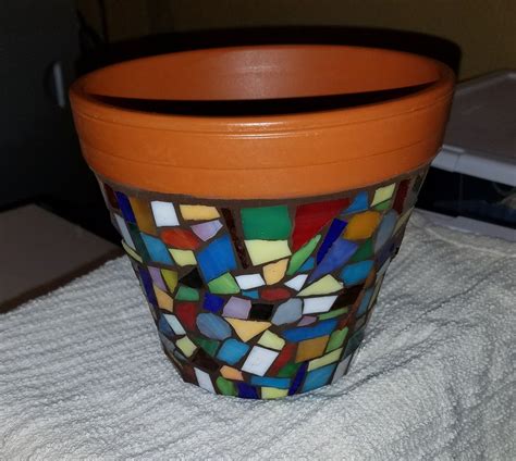 Mosaic Flower Pot Using Scrap Glass JDevore Creations Mosaic Flower