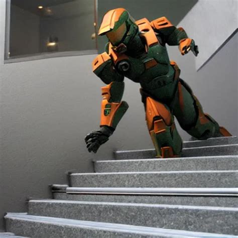 Master Chief Falling Down A Flight Of Stairs Stable Diffusion Openart