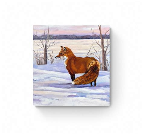 Fox Painting, Fox in Snow, Red Fox Art, Wildlife Fox Art, Fox Painting on Canvas, Original Fox ...