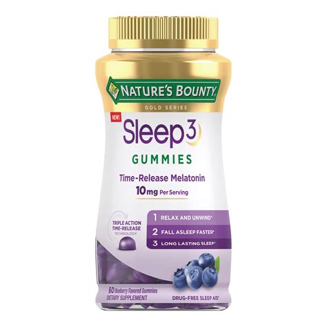 Natures Bounty Sleep3 Melatonin 10mg Sleep Aid Gummies Drug Free