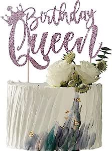 Amazon Yuinyo Handmade Glitter Queen Birthday Cake Topper Happy