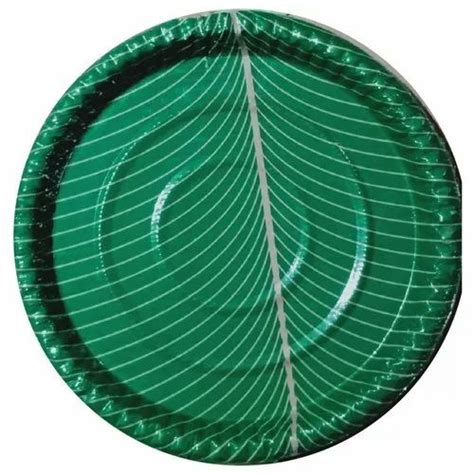 Green Circular Banana Leaf Diamond Paper Plate Paper GSM 280 Gsm