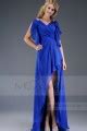 Asymmetric Royal Blue Cocktail Dress With Open Sleeves