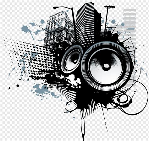 Black And White Speaker And Building Illustration Loudspeaker Tattoo