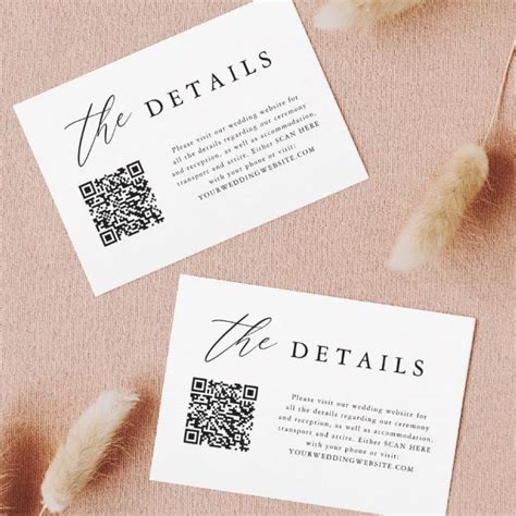 Elegant Calligraphy Qr Code Wedding Details Enclosure Card Zazzle