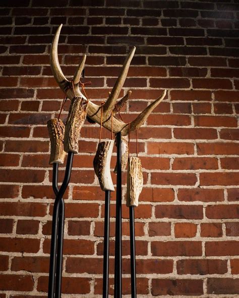 Large Antler Fireplace Set Whitetail Deer Includes Four Etsy