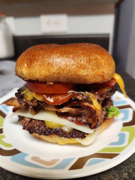 [homemade] Double Smash Burger With Bacon R Food