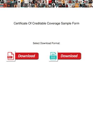 Fillable Online Certificate Of Creditable Coverage Sample Form