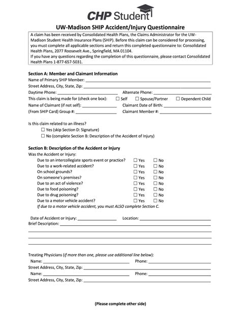 Fillable Online Uhs Wisc Uw Madison Ship Accident Injury Questionnaire