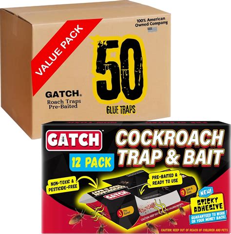 Amazon Gatch Roach Traps Indoor Pack Sticky Baited