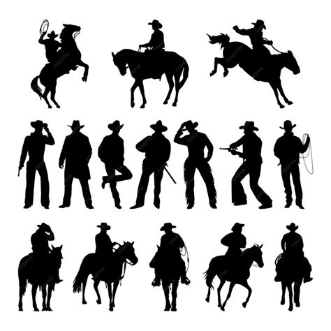 Premium Vector Cowboy Figure Vector Silhouette