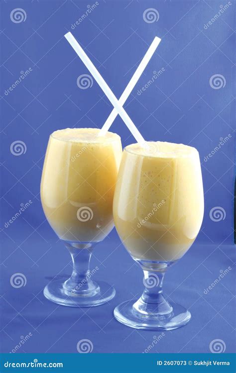 Two Glasses Of Mango Shake Stock Image Image Of Fruit 2607073