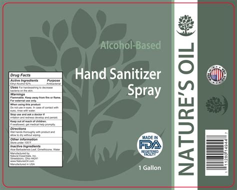 NATURES OIL HAND SANITIZER Alcohol Liquid