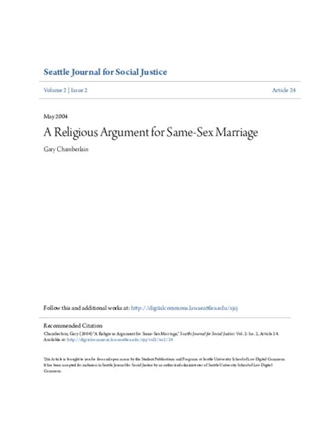 Pdf A Religious Argument For Same Sex Marriage